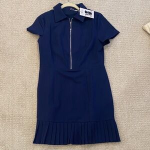 Navy Blue Pleated Women's Dress